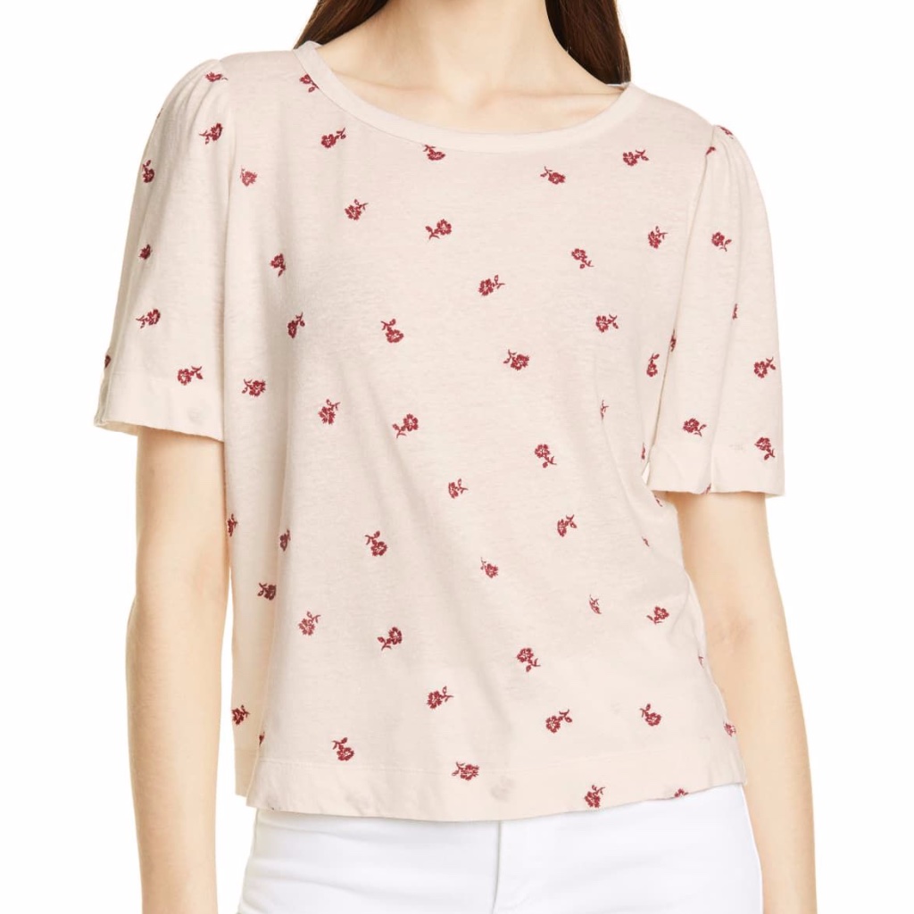 Nwt $195 La Vie Rebecca Taylor Embroidery Detail Linen And Cotton Top - Large!